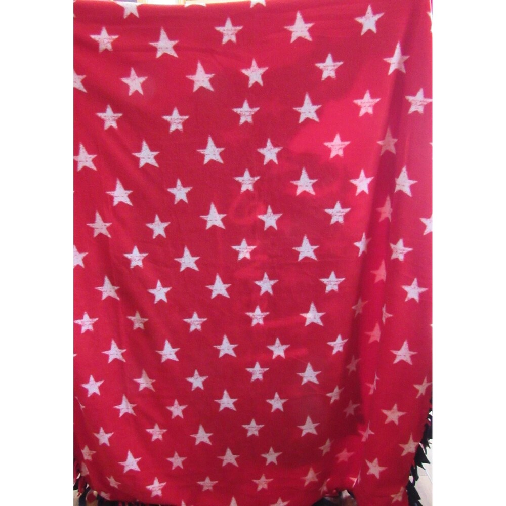 American Patriotic Home Red White and Blue Soft Fleece Handmade Tie Blanket NWOT - Picture 4 of 4